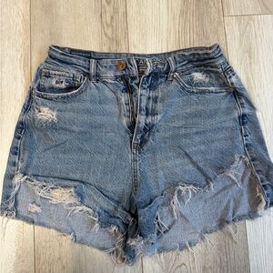American Eagle Outfitters Blue Distressed Jean Shorts